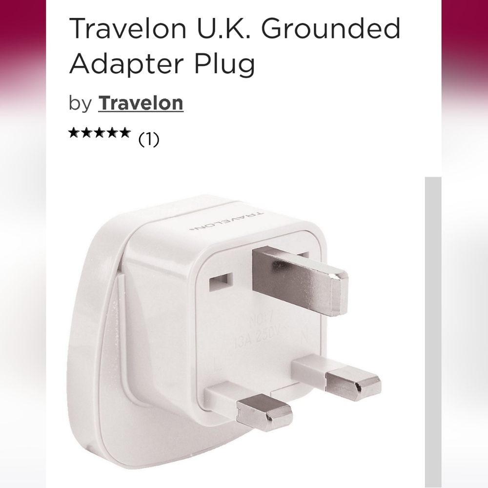 Travelon UK Grounded Adapter Plug